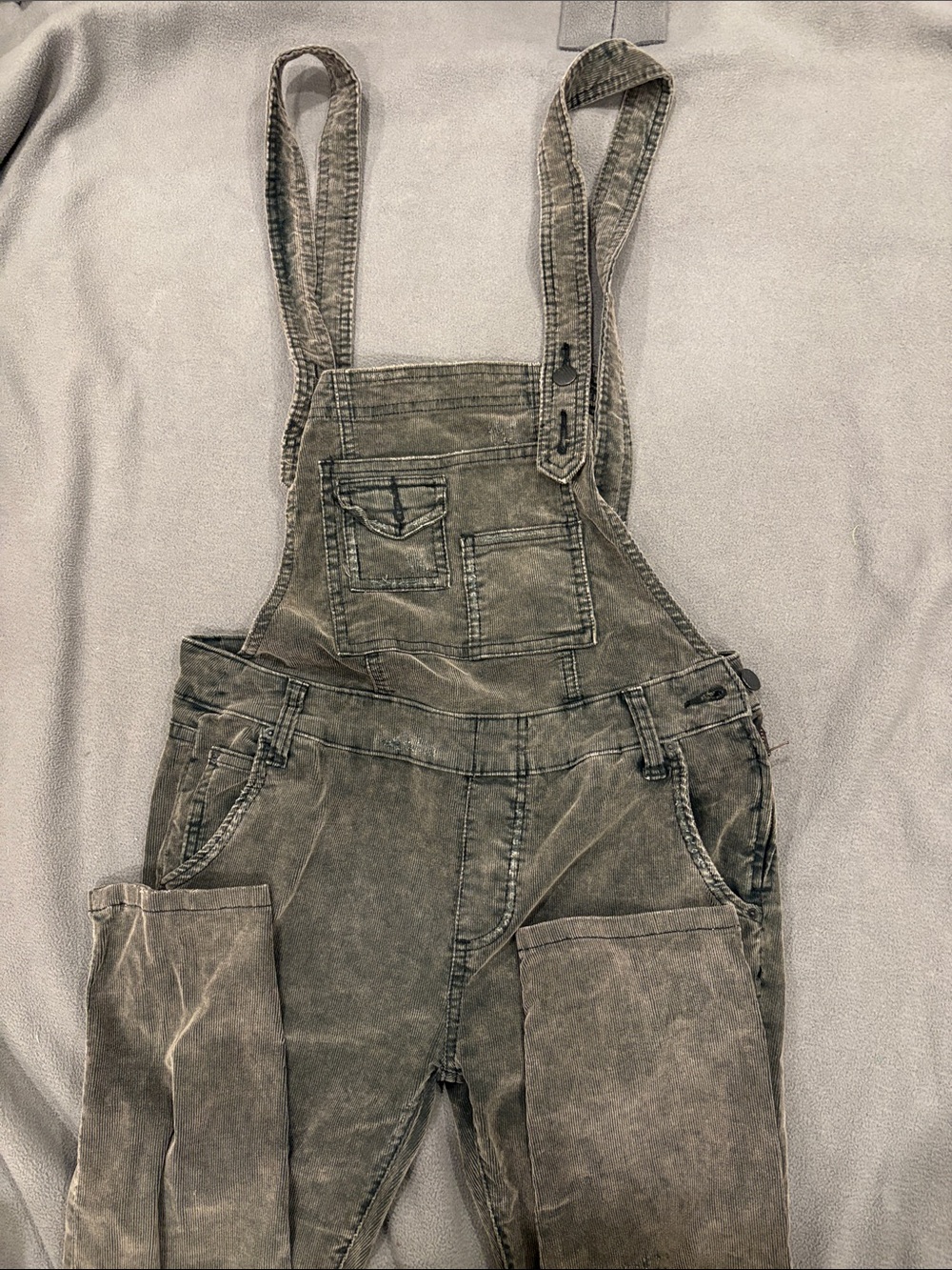 Womens Gray Washed Overalls